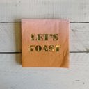  Let's Toast Foil Beverage Napkins | Gold Foil Cocktail Napkin | 5" Square