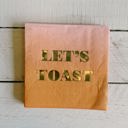  Let's Toast Foil Beverage Napkins | Gold Foil Cocktail Napkin | 5" Square