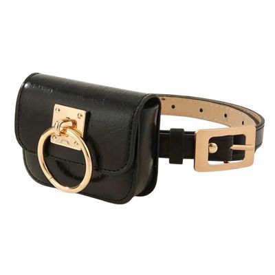 Luxe Mini Faux Leather Belt Bag in Black | Gold Hardware Elevated Belt Bag
