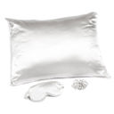 White Satin Sleep Set Giftable Goodnight Gorgeous Satin Sleep Set [Includes Pillowcase, Sleep Mask + Scrunchie]