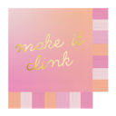  Make it Clink Fringe Beverage Napkins in Pink Ombre | Party Cocktail Paper Napkin | 5"