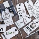  Merci Beaucoup Gift Tag Book | 24 Pretty Cardstock Tags | Clink Clink, Hey Sugar, Bravo, Happy Birthday, Etc.