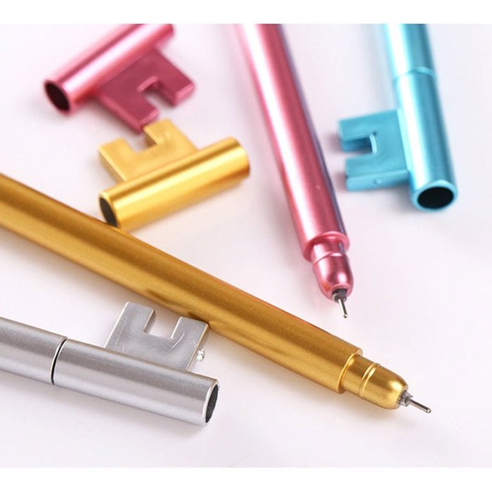 Metallic Victorian Key Gel Pens - Set of 4 | Vintage Key Shape Pen Set