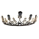  Midnight Blossom Tiara Crown in Gold with Black Gems | Dark Princess Gothic Halloween Crown Party or Bridal Hair Accessory