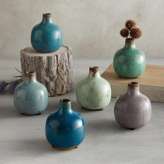 Mini Ceramic Vase | Glossy Round Bud Vase | Small Decorative Accent for Home or Gift