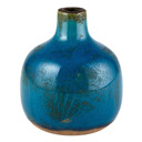 Ocean Blue Mini Ceramic Vase | Glossy Round Bud Vase | Small Decorative Accent for Home or Gift