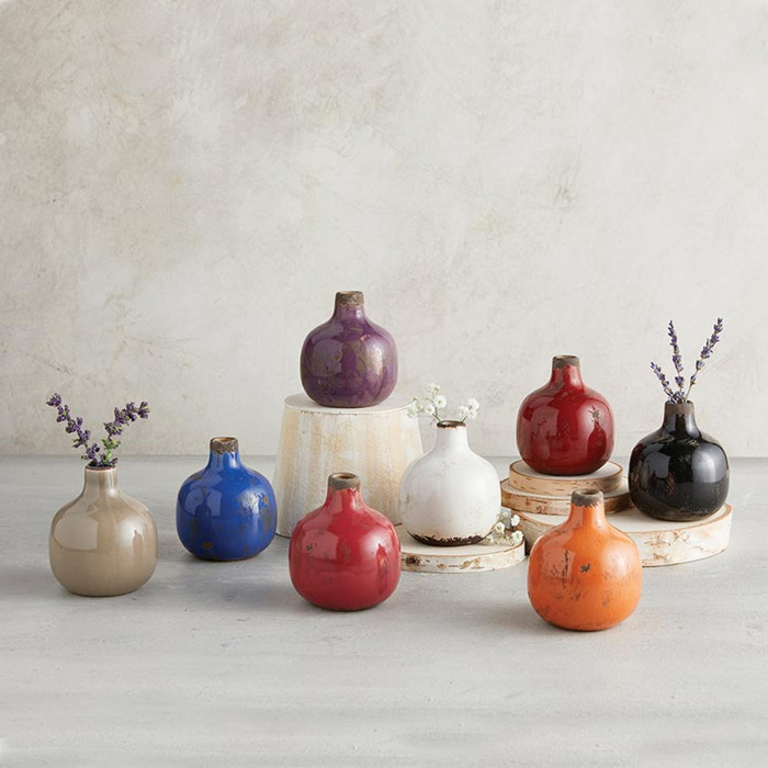 Mini Ceramic Vase | Glossy Round Bud Vase | Small Decorative Accent for Home or Gift