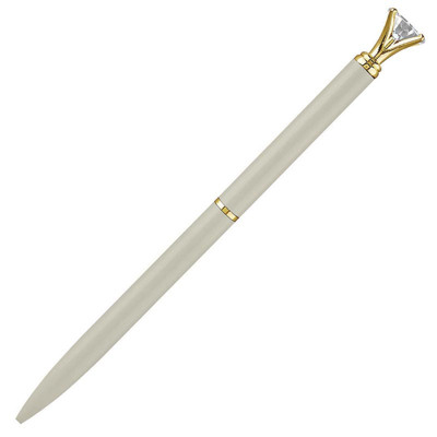 Warm Grey Mini Gem Pens | Refillable Black Ink Ballpoint with Gold Metal Barrel