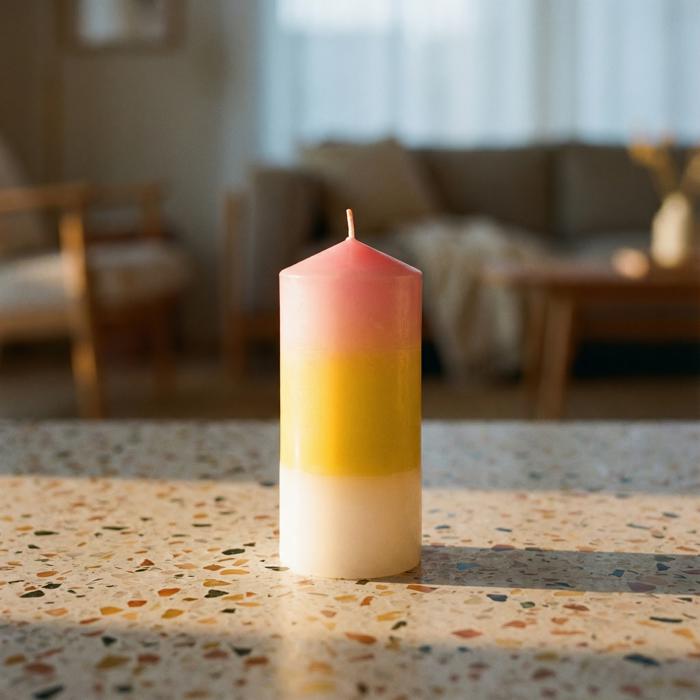 Ombre and Floral Feminine Pillar Candles | Home Gift for Her