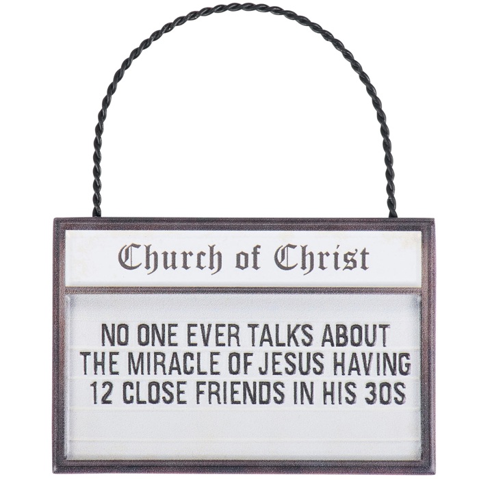 Miracle Of Jesus Ornament | Metal Church Sign Faith Home Decor | 3" x 2" x 0.25"