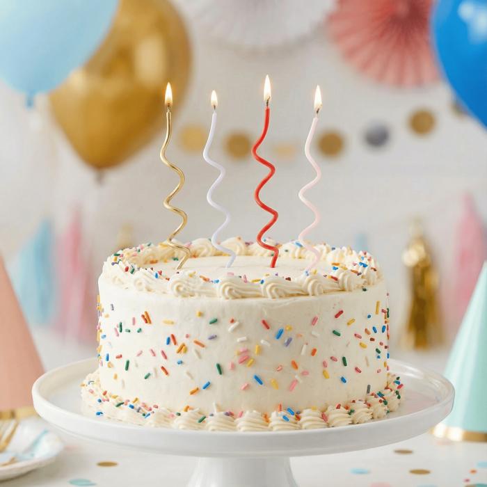 Mod Party Swirl Cake Candles - 16 Pieces | Skinny Birthday Candles 5.5 Tall"