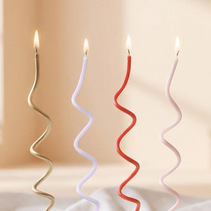 Mod Party Swirl Cake Candles - 16 Pieces | Skinny Birthday Candles 5.5 Tall"