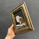  Night Barn Owl Framed Art | Halloween Vintage Style Desk Room Home Decor | 7" x 8.75"