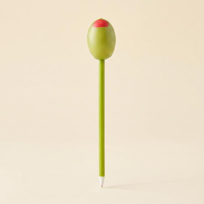 Olive Squishy Pen | Funny Ballpoint Pen with Squeeze Olive Topper