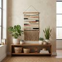  Ophelia Boho Woven Wall Hanging | Cotton Fringe Tapestry with Wooden Rod