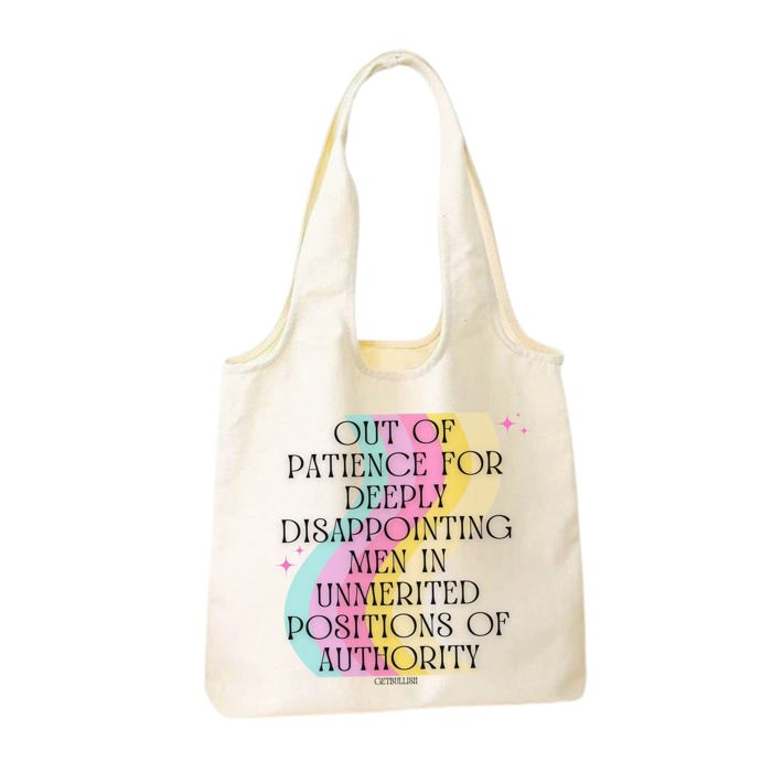 Funny Slouchy Canvas Tote Bags with Humorous Slogans