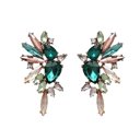  Wings of Emerald Jeweled Cluster Earrings with Crystals