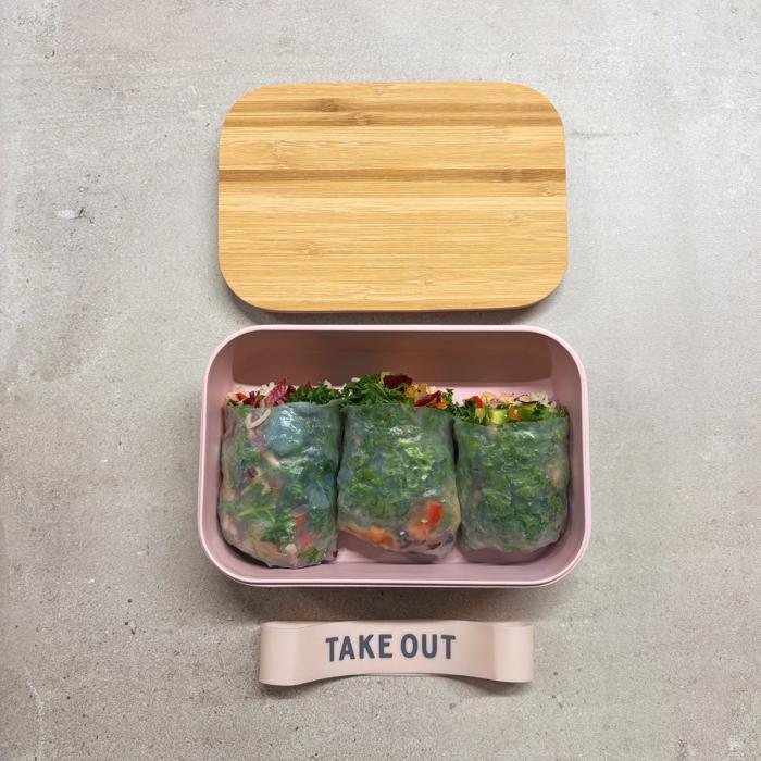 Pack of 3 Take Out Bamboo Lunch Box in Blush Pink | Eco-Friendly and Sustainable | 7.5" x 5" x 2"