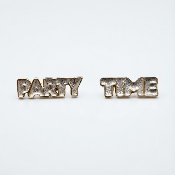 New Years Time to Party Earrings | Light Pink and Gold with Glitter Finish