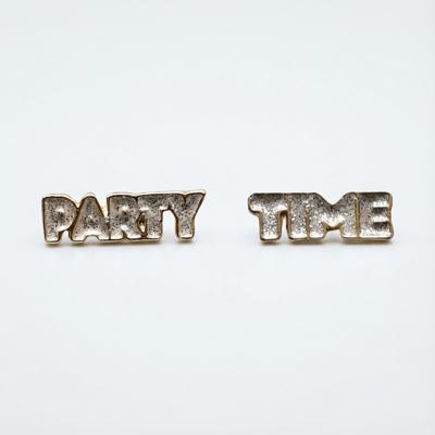 New Years Time to Party Earrings | Light Pink and Gold with Glitter Finish