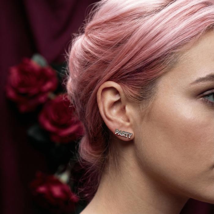 New Years Time to Party Earrings | Light Pink and Gold with Glitter Finish