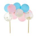 Pastel Pink Blue Mini Balloon Cake Topper | Mini Confetti Balloon Party Cake Decoration