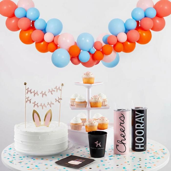 Pink Blue Orange Balloon Arch | 5 ft Party Balloon Garland Kit (60 Pieces)