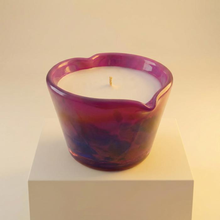 Pink Ombre Heart Candle Small | Amber Spruce Scented Glass Candle