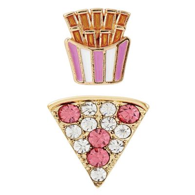 Pizza & French Fries Novelty Earrings Set | Cute Food Jewelry, Gold Tone Studs