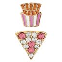  Pizza & French Fries Novelty Earrings Set | Cute Food Jewelry, Gold Tone Studs