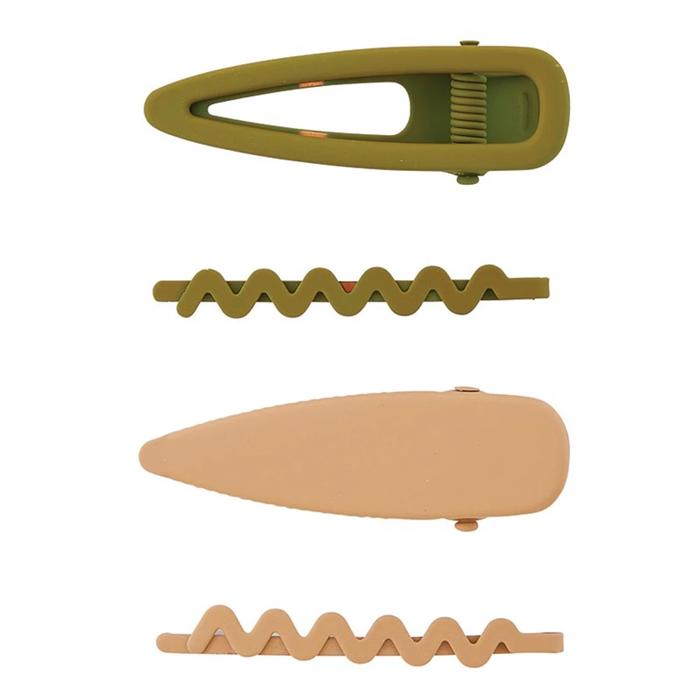 Barrette Set | Hair Clips in Olive Camo & Black/Nude