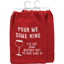  Pour Me Some Wine Red Kitchen Towel | Cotton Hand Tea Dish Towel | 28" x 28"