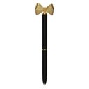  Pretty Refillable Bow Pen | Black and Metallic Gold Single Pen | Novelty Office Supplies
