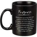  Progress Mug in Matte Black | Double-sided Stoneware Coffee Tea Cup | 20oz