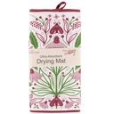  Purple Floral Drying Mat | Folk Art Flower & Butterfly Dish Drainer Pad | 21" x 14"