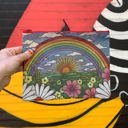 Rainbow and Sunrise | 9.50" x 7" Recycled Material Pencil or Makeup Bag and Coin Purses with Sayings: Gnomes, Rainbow, She Believed She Could So She Did