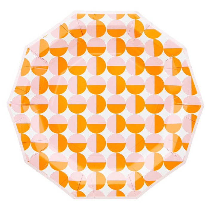 Retro Rounds Decagon Paper Plates | Durable Party Plates | 9"