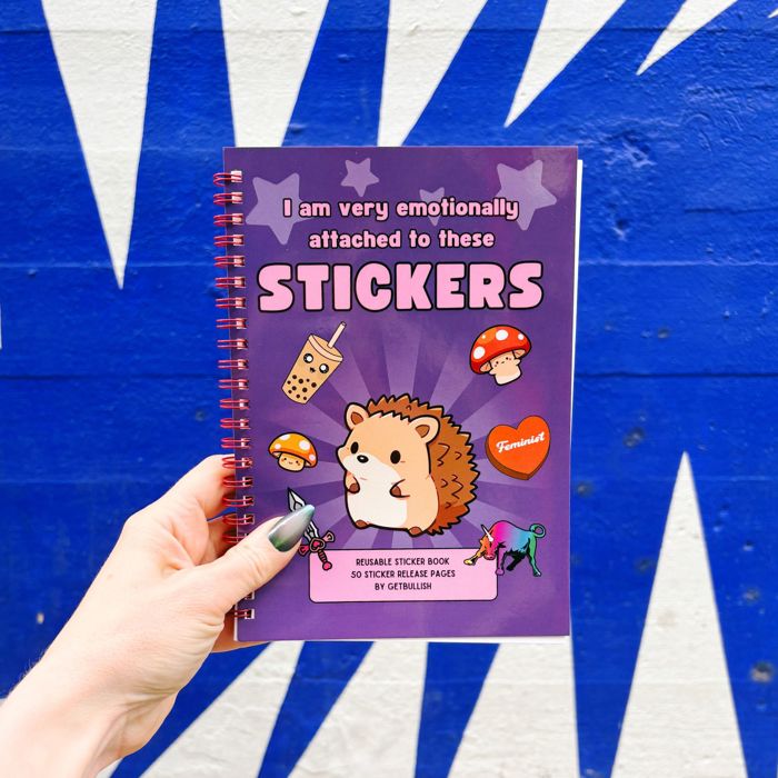 Reusable Sticker Storage Book | I Am Very Emotionally Attached to These Stickers | 50 Blank Pages Silicone Coated Release Paper Album