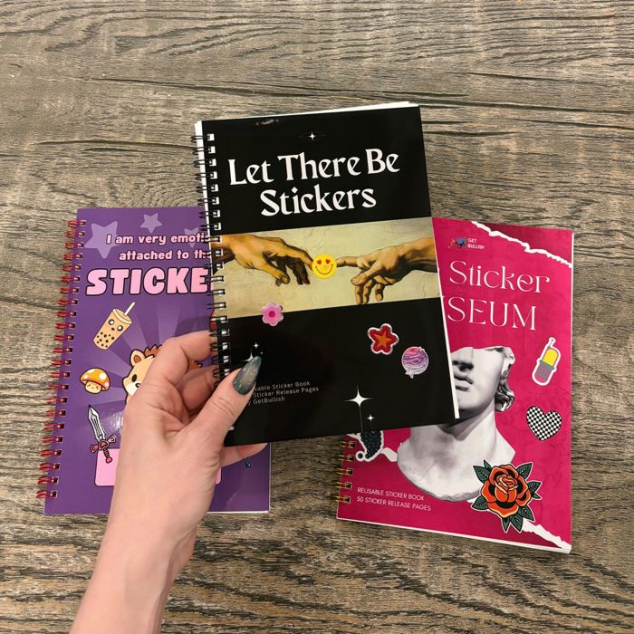Reusable Sticker Storage Book | Let There Be Stickers | 50 Blank Pages Silicone Coated Release Paper Album