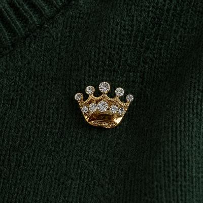 Royal Crown Mini Brooch in Gold | Rhinestone Crown Pin | 0.8" | Jacket or Bag