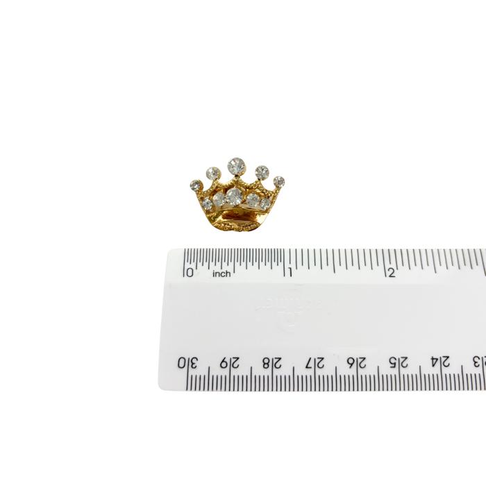 Royal Crown Mini Brooch in Gold | Rhinestone Crown Pin | 0.8" | Jacket or Bag