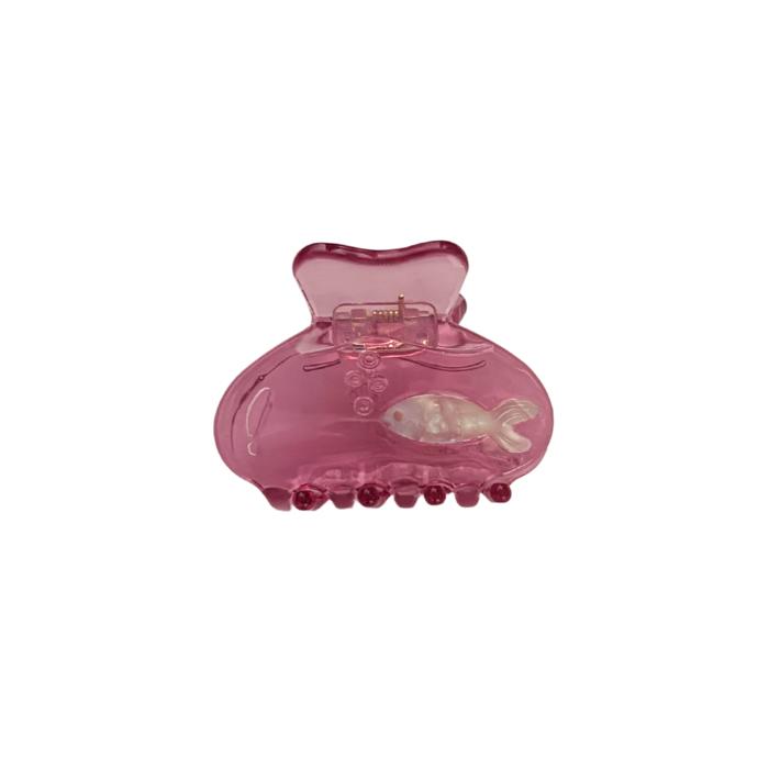School of One Mini Fish Hair Claw in Translucent Pink