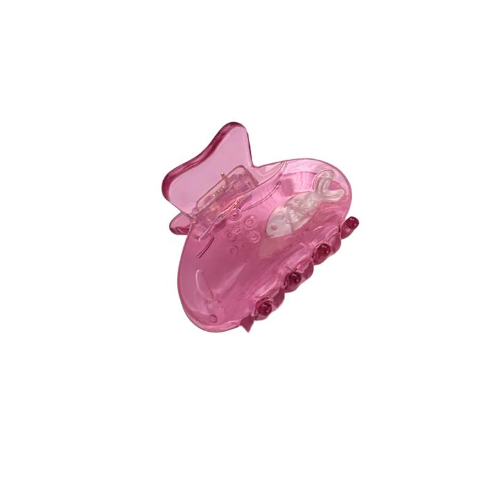 School of One Mini Fish Hair Claw in Translucent Pink