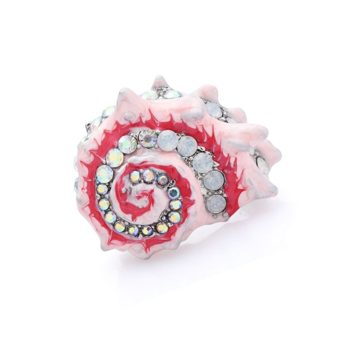 Seashell Embellished Gemstone Brooch Enamel Pin | Beach Summer Getaway