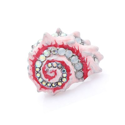 Seashell Embellished Gemstone Brooch Enamel Pin | Beach Summer Getaway