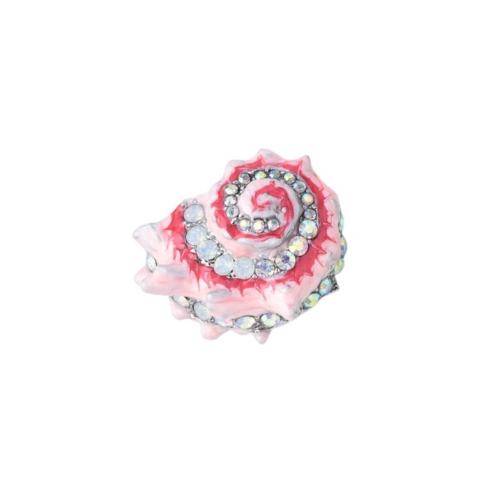 Seashell Embellished Gemstone Brooch Enamel Pin | Beach Summer Getaway
