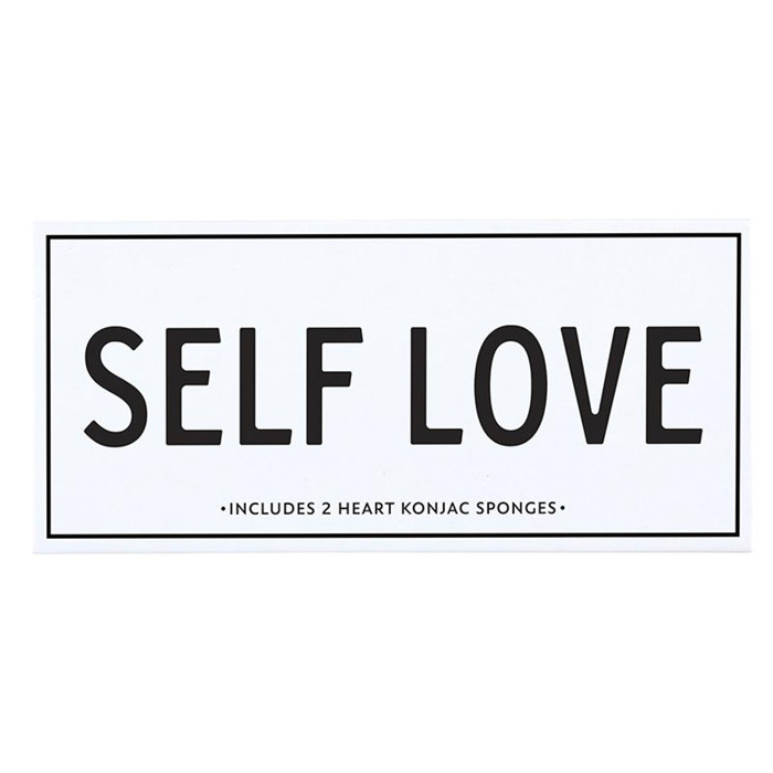 Self Love Heart Konjac Sponge Set in Pink Clay & Bamboo Charcoal | Skin Detoxifying Exfoliation All-Natural Scrub Sponges
