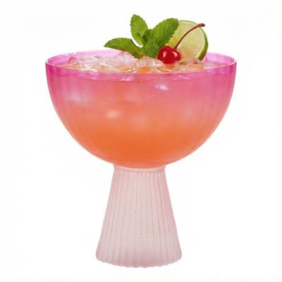 Hot Pink Coupe Glass | Retro Beveled Cocktail Glass | Chic 7oz Stemmed Drinkware