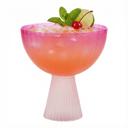  Hot Pink Coupe Glass | Retro Beveled Cocktail Glass | Chic 7oz Stemmed Drinkware