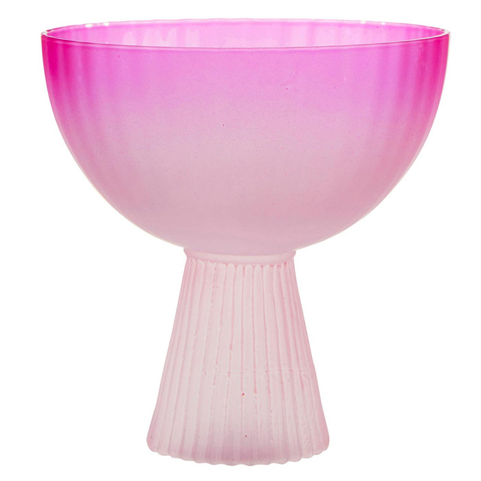 Hot Pink Coupe Glass | Retro Beveled Cocktail Glass | Chic 7oz Stemmed Drinkware